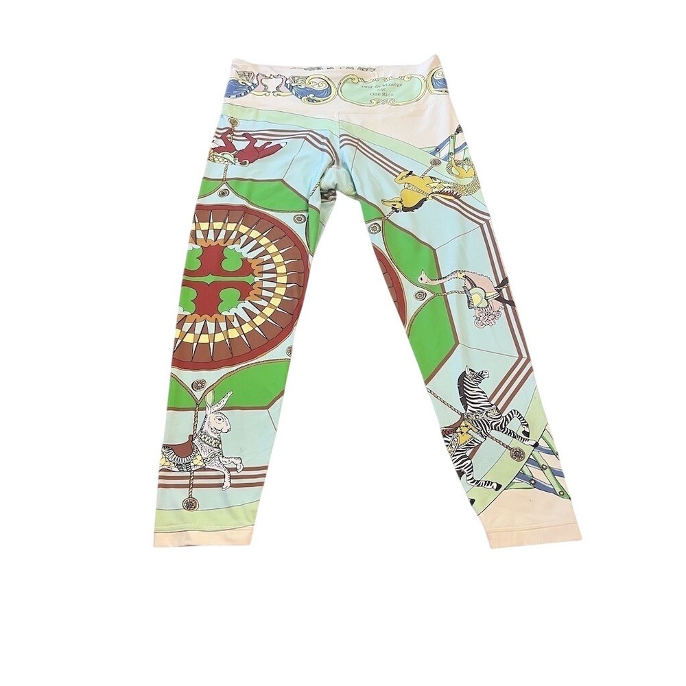 Tory Sport by Tory Burch Leggings Womens XL Multicolor Equestrian Print